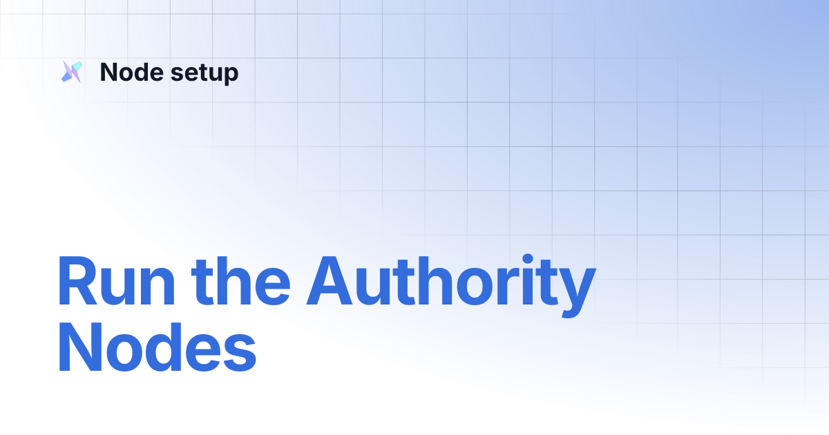 Run the Authority Nodes | Node setup